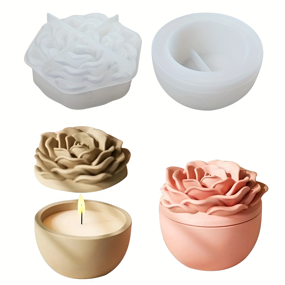 Candle Supplies Jars - Çiçek desenli reçine için silikon kalıplar,