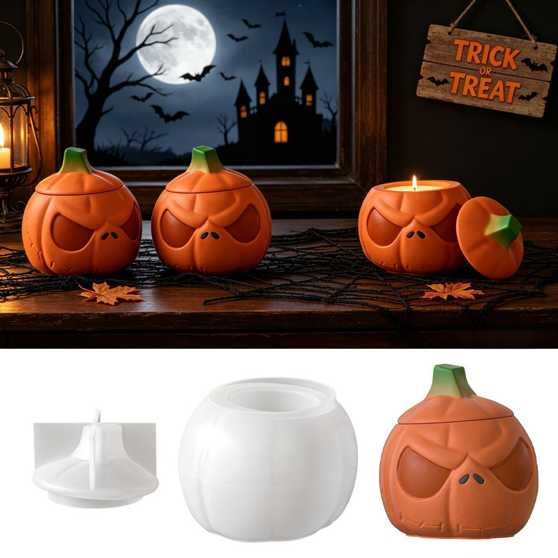 Candle Supplies Jars - 2'li set balkabağı saklama kavanozları, kapaklı,