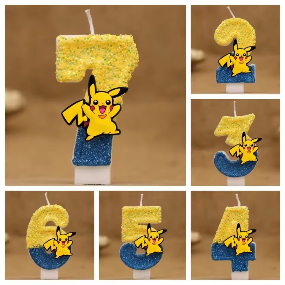 Candle Surprise - Karikatür Pokemon Mumlar Kek Anime Figürü