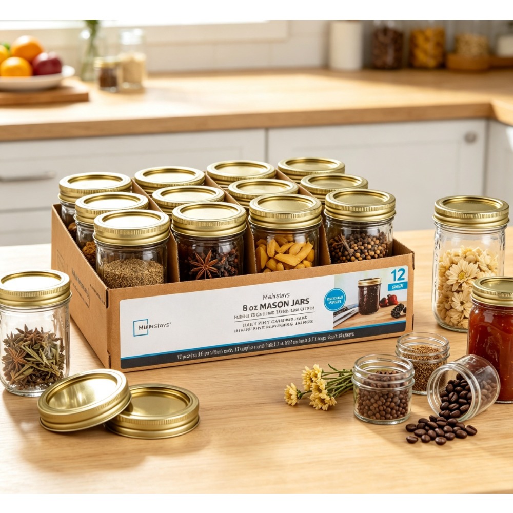 Candle Supplies Glass Jars - 8 oz Normal Ağızlı Mason Kavanozları