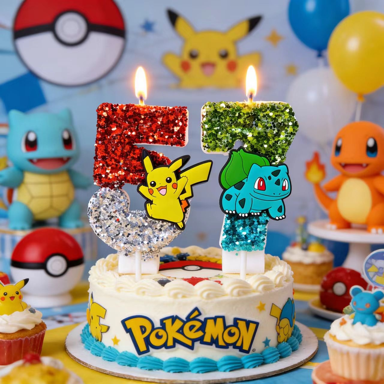 Candle Surprise - Sevimli Pokemon Mum Numarası 0-9 Futbol